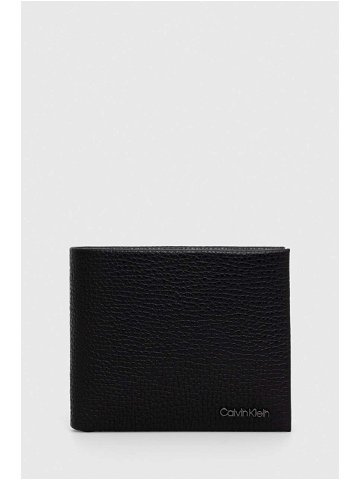 Kožená peněženka a klíčenka Calvin Klein černá barva