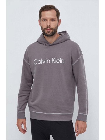 Bavlněná mikina Calvin Klein Underwear šedá barva s kapucí s aplikací