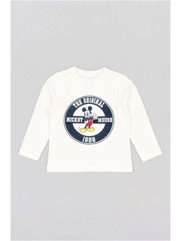 Dětské bavlněné tričko s dlouhým rukávem zippy bílá barva s potiskem