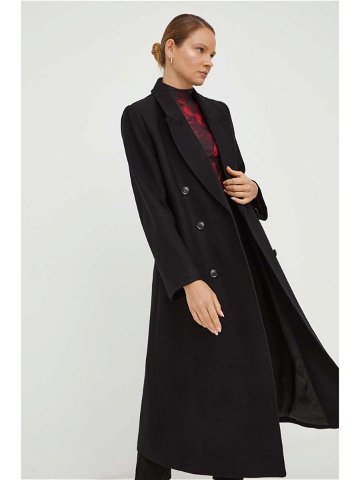 Vlněný kabát Gestuz černá barva přechodný dvouřadový