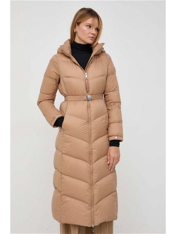 Péřová bunda BOSS dámská béžová barva zimní