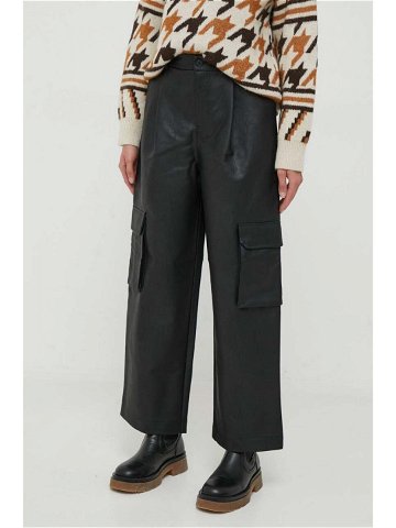 Kalhoty United Colors of Benetton dámské černá barva široké high waist
