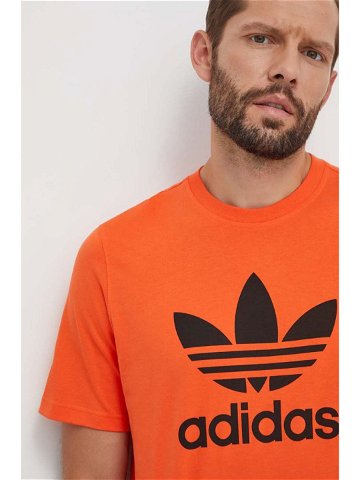Bavlněné tričko adidas Originals oranžová barva s potiskem