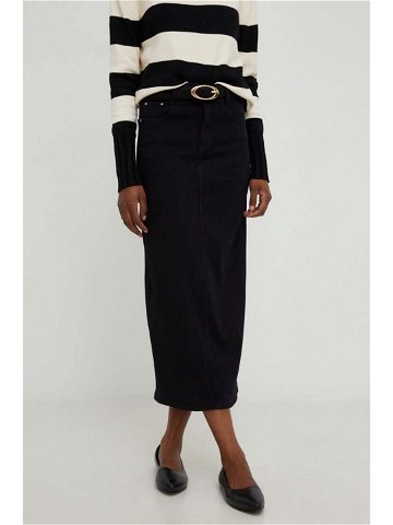 Džínová sukně Answear Lab černá barva midi pouzdrová