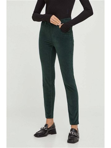 Manšestrové kalhoty Levi s 724 HIGH RISE STRAIGHT zelená barva high waist