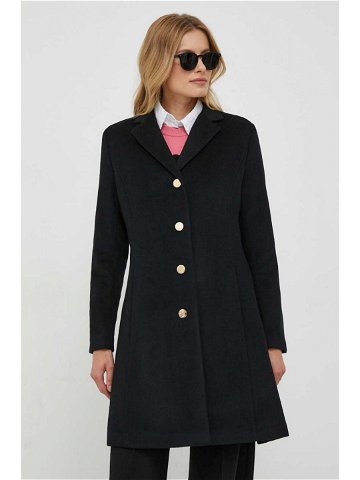 Vlněný kabát Lauren Ralph Lauren černá barva přechodný