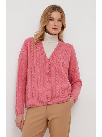 Vlněný svetr United Colors of Benetton růžová barva hřejivý