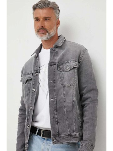 Džínová bunda Pepe Jeans Pinners pánská šedá barva přechodná