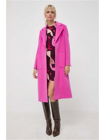 Vlněný kabát MAX & Co růžová barva přechodný bez zapínání