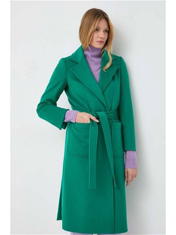 Vlněný kabát MAX & Co zelená barva přechodný bez zapínání