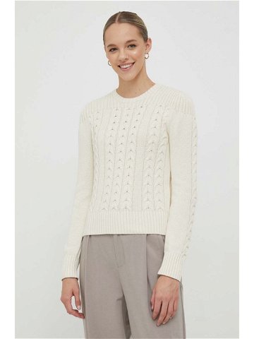Bavlněný svetr Lauren Ralph Lauren béžová barva lehký