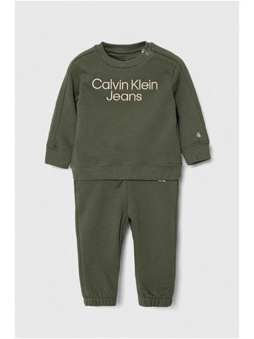 Kojenecká tepláková souprava Calvin Klein Jeans zelená barva