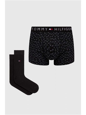 Set boxerek a ponožek Tommy Hilfiger černá barva