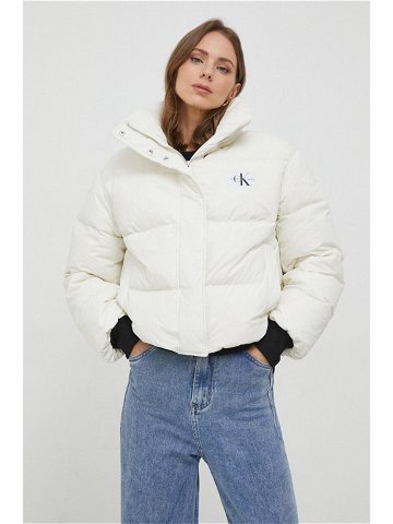 Péřová bunda Calvin Klein Jeans dámská béžová barva zimní oversize