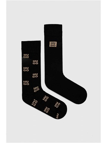 Ponožky HUGO 2-pack pánské černá barva
