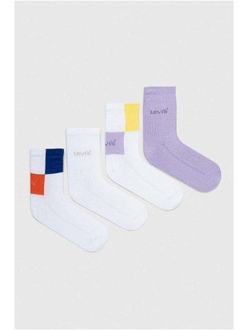 Ponožky Levi s 4-pack bílá barva