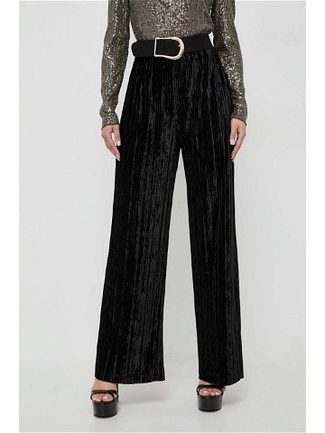 Kalhoty Guess dámské černá barva široké high waist