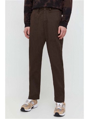 Bavlněné kalhoty Abercrombie & Fitch hnědá barva jednoduché