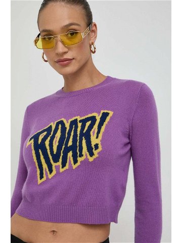 Vlněný svetr MAX & Co dámský fialová barva lehký