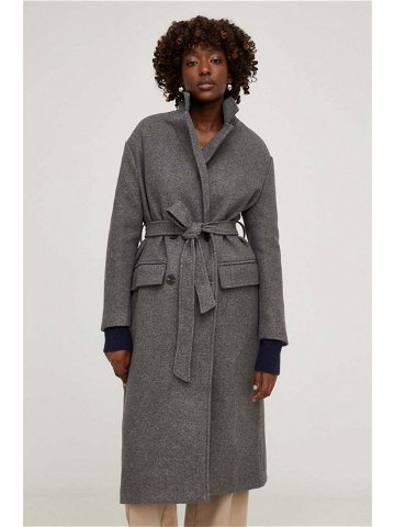 Kabát Answear Lab dámský šedá barva přechodný dvouřadový