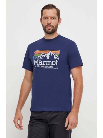 Sportovní tričko Marmot MMW Gradient tmavomodrá barva s potiskem