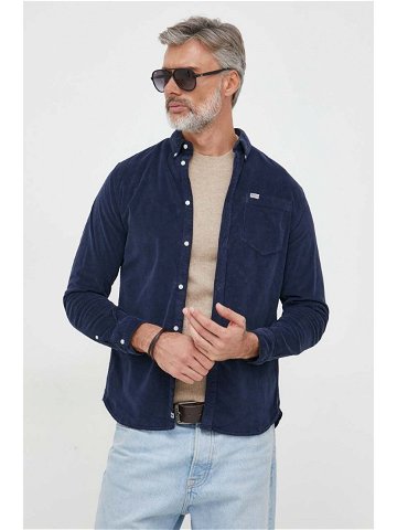 Manšestrová košile Pepe Jeans Coleford tmavomodrá barva regular s límečkem button-down