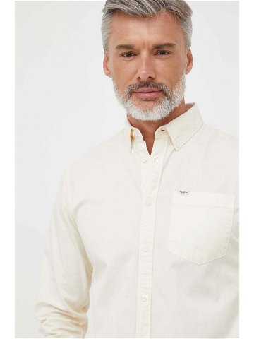 Košile Pepe Jeans Crail béžová barva regular s límečkem button-down