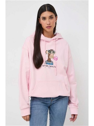 Bavlněná mikina Miss Sixty dámská růžová barva s kapucí s potiskem