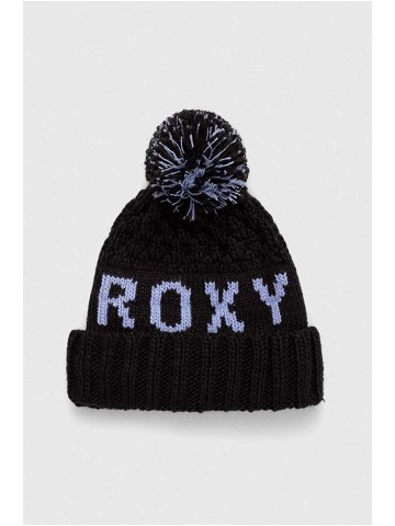 Čepice Roxy černá barva z husté pleteniny