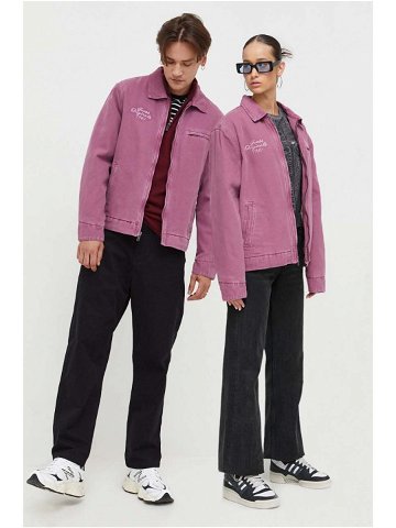 Džínová bunda Guess Originals fialová barva přechodná