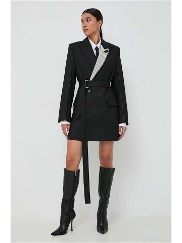 Šaty z vlněné směsi Victoria Beckham černá barva mini