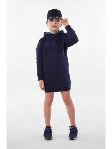 Dívčí šaty BOSS tmavomodrá barva mini