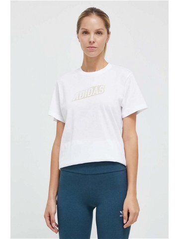 Bavlněné tričko adidas bílá barva