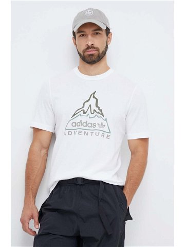 Bavlněné tričko adidas Originals béžová barva s potiskem