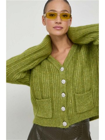 Vlněný svetr Custommade zelená barva hřejivý