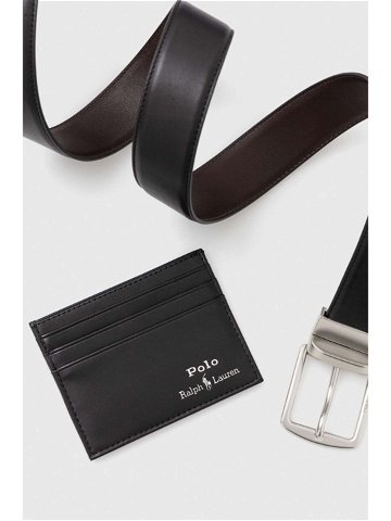 Pásek a kožený držák na karty Polo Ralph Lauren černá barva 405880721