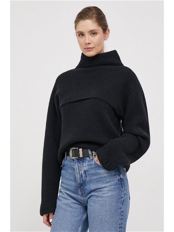 Vlněný svetr Calvin Klein dámský černá barva hřejivý s golfem