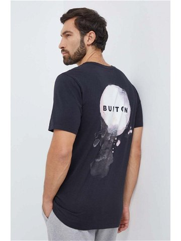 Bavlněné tričko Burton černá barva s potiskem