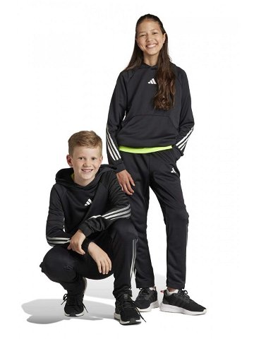 Dětská mikina adidas černá barva s kapucí s potiskem