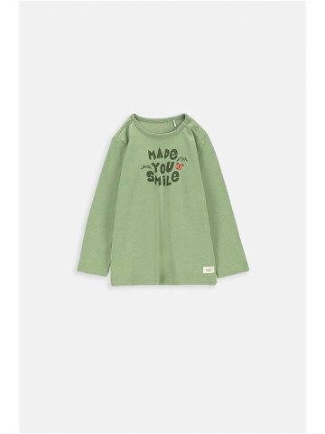 Dětské bavlněné tričko s dlouhým rukávem Coccodrillo zelená barva s potiskem