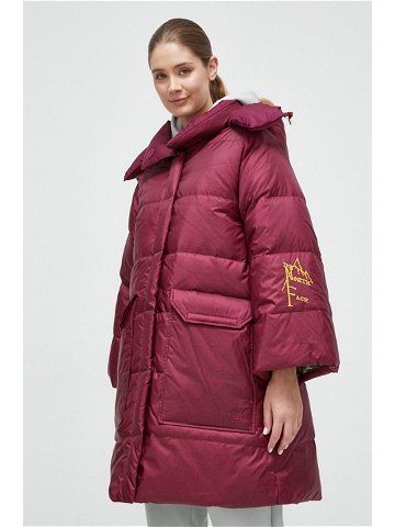 Péřová bunda The North Face dámská vínová barva zimní oversize