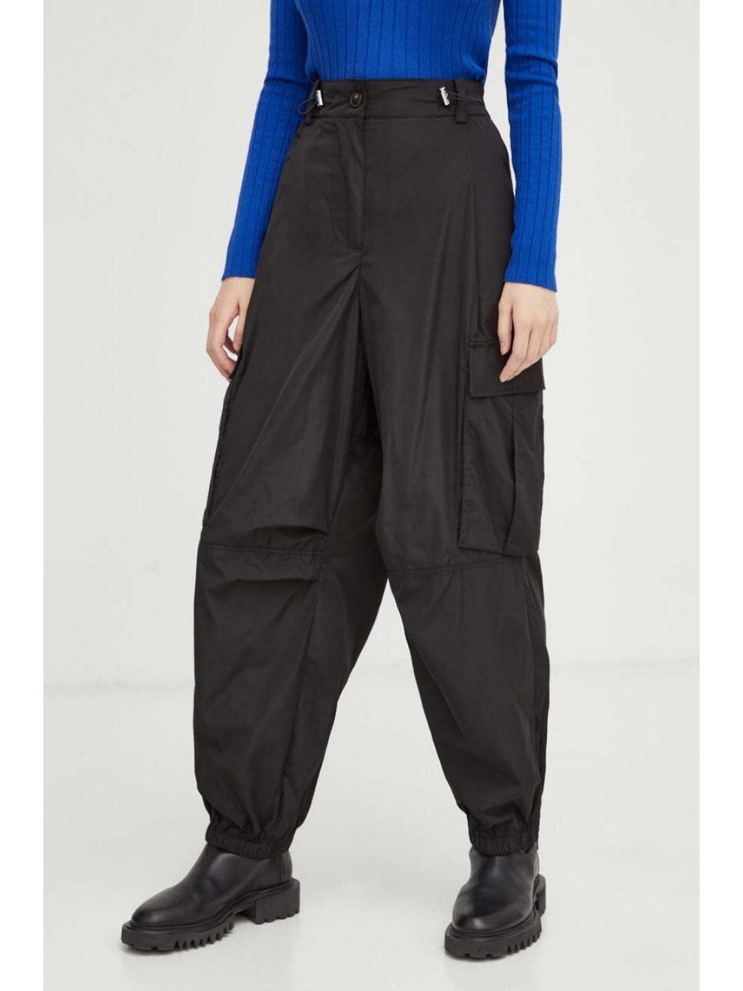 Kalhoty Herskind Edwin dámské černá barva kapsáče high waist