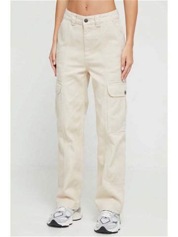 Kalhoty Billabong dámské béžová barva jednoduché high waist