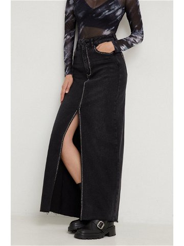 Džínová sukně Answear Lab PREMIUM DENIM černá barva maxi