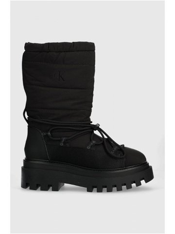 Sněhule Calvin Klein Jeans FLATFORM SNOW BOOT NYLON WN černá barva YW0YW01146