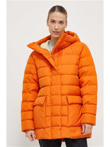 Péřová bunda Marmot dámská oranžová barva zimní