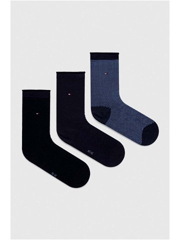 Ponožky Tommy Hilfiger 3-pack dámské tmavomodrá barva