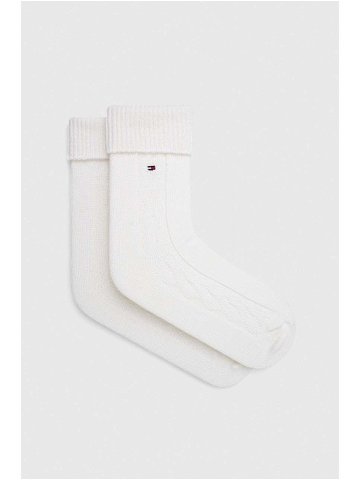 Ponožky s příměsí vlny Tommy Hilfiger bílá barva