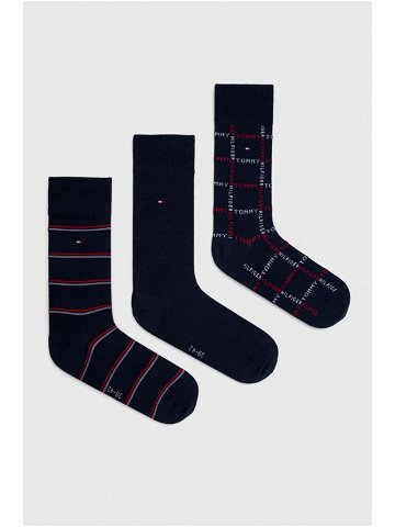 Ponožky Tommy Hilfiger 3-pack pánské tmavomodrá barva