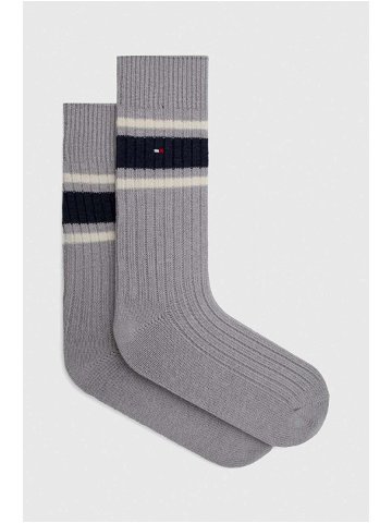 Vlněné ponožky Tommy Hilfiger šedá barva